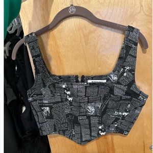 reformation newsprint bustier top